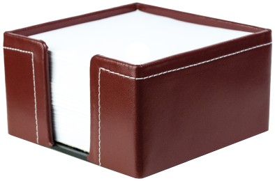 Zettelkasten mit 500 Blatt Papier CAMBRIDGE Top Grain Rindspaltleder mit heller Kontrastnaht rot
